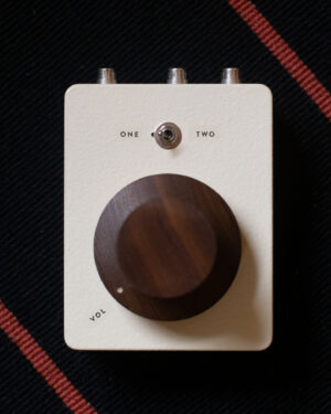 Peace Out Audio preamp volume controller with large walnut turned knob