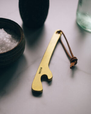 Victor bottle opener in natural matte tumbled brass